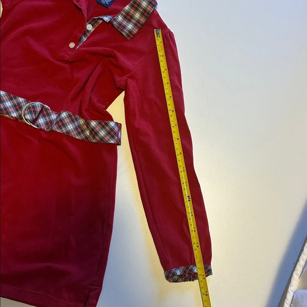 Ralph Lauren Scarlet Polo Dress with Checkered Details